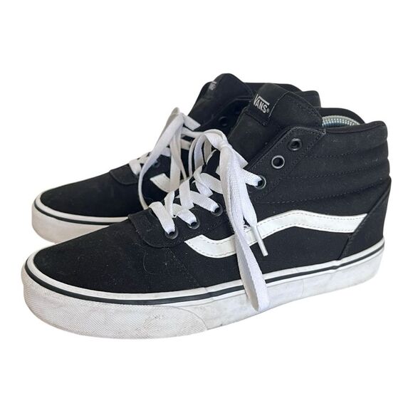 Vans | Women’s Ward Hi Top Black White Lace Up Sneakers Shoes 9 - Picture 4 of 10